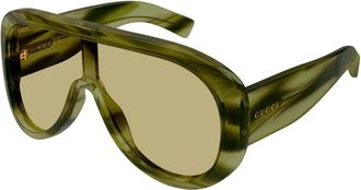 Gucci Rechthoekige Zonnebril - Dames - Zonnebrillen - Groen - ONE Size - Nylon - Accessoires