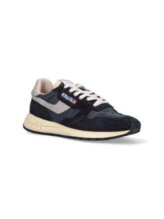 Autry Mixed-Material Low-Top Sneakers - Black