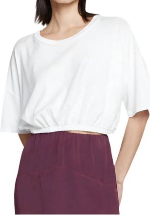 Stateside Cloud Jersey Cropped Elastic Waist Tee In White