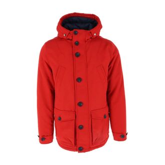 North Sails Winter Jackets, male, Red, Size: L Red Hooded Jacket Zip Button Fall/Winter