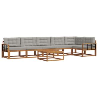vidaXL Conjunto De Sof&aacute;s De Exterior 7 Pcs Gris Natural Y Claro Vidaxl