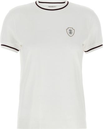 Brunello Cucinelli Logo Patch T Shirt Bianco-Donna