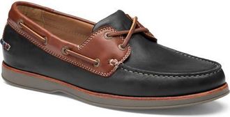 Johnston & Murphy Monaco Boat Shoe in Black/Brown Sheepskin at Nordstrom, Size 10.5