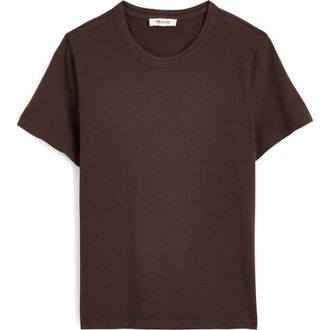 Madewell Perfect Crewneck T-Shirt in Dark Brown at Nordstrom, Size Xx-Small