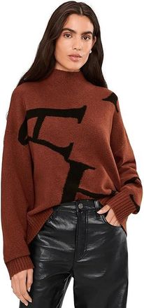AllSaints A Star Jumper Womens Sweater Chestnut Brown/Black : SM, Acrylic/Elastane/Polyamide