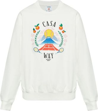 Casablanca White Cotton Printed Sweatshirt