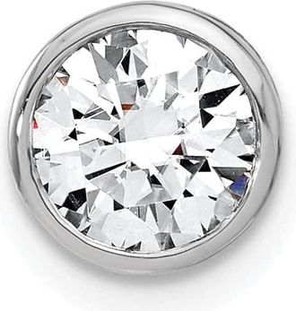 Diamond2Deal 14k White Gold 1 Ct Round Lab Grown Diamond Chain Slide Pendant