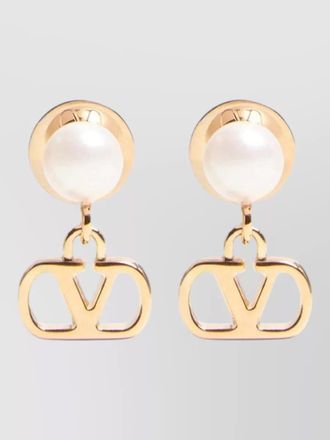 Valentino Garavani vlogo pearl detail logo stud earrings