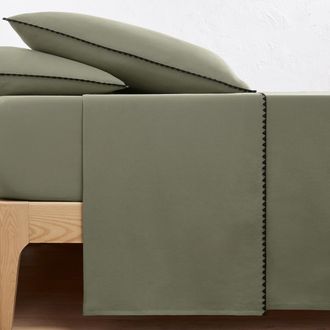 La Redoute Interieurs Effen plat laken in gewassen katoen, geborduurd, Merida