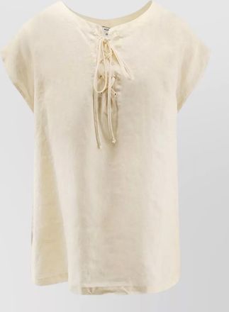 Aspesi cap sleeve top lace up design