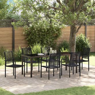 Berkfield Home 7 Piece Garden Dining Set Black PVC Rattan