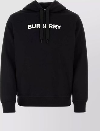 Burberry cotton sweatshirt with hood and ribbed details