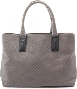 Bottega Veneta Gray Coated Canvas Leather Tote Bag (Pre-Owned)