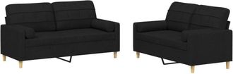 vidaXL Vidaxl - Juego De Sof&aacute;s Con Cojines 2 Piezas Tela Negro