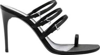 Saint Laurent Stijlvolle Toe Ring Stiletto Hak Sandalen - Dames - Muiltjes - Zwart - 36 EU - Schoenen