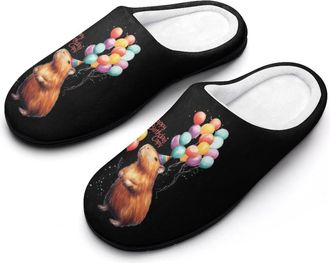 Generic Capybara Happy Birthday Womens Cotton Slipper Comfortable Cozy Plush Slippers Anti-Skid Indoor House Closed Toe Shoes