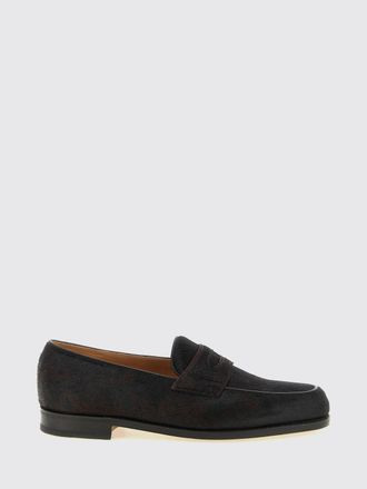 John Lobb Pony Hair Penny Loafers with Strap and Leather Sole