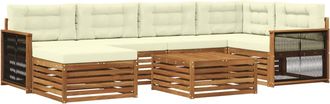 vidaXL Conjunto De Sof&aacute;s De Exterior 7 Uds. Natural Y Crema Vidaxl