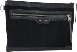 Balenciaga Pre-owned Clutches, female, Black, Size: ONE SIZE Pre-owned Vintage Suede Clutch