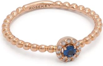ROSEKEY 18kt ros&eacute;gouden ring met diamant en saffier - Roze