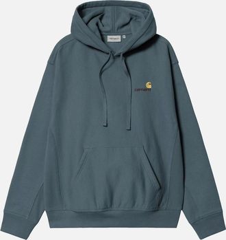 Carhartt Work in Progress Mens Carhartt WIP American Script Hoodie Office Blue - Grey - Size: 42