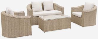 Sweeek Conjunto De Muebles De Jard&iacute;n De Resina Tejida, 4 Plazas