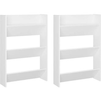 vidaXL Vidaxl - Wall Shoe Cabinets 2 pcs White 60x18x90 cm Engineered Wood