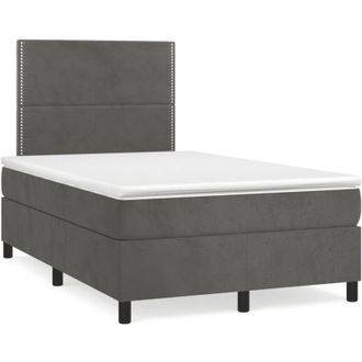 vidaXL Cama Box Spring Con Colch&oacute;n Terciopelo Gris Oscuro 120x190 Cm Vidaxl