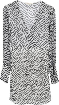 Maje Ribane mini-jurk met zebraprint in zwart-witte viscose