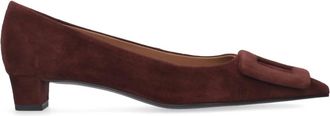 Bibi Lou Womens Pointed Buckle Flat In Burgundy Suede