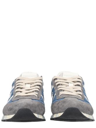 Premiata Grey Blue Low-Profile Suede Sneakers