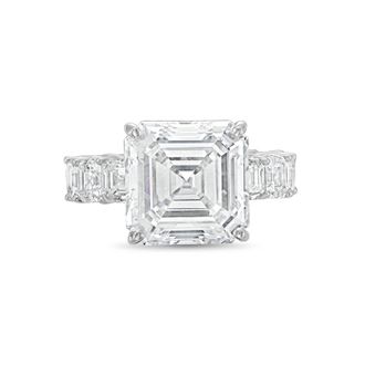 Diana M. Jewels Platinum Lab grown 8ct Asscher Cut Diamond Ring with Asscher Eternity Band