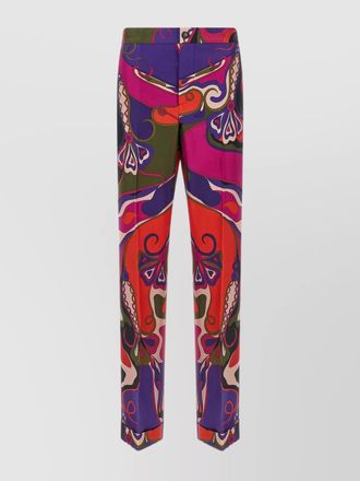 Pucci silk printed mid-rise straight-leg trousers