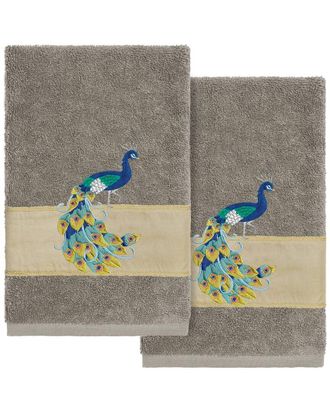 Linum Home Textiles 100% Turkish Cotton Penelope 2Pc Embellished Hand Towel Set