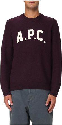 A.P.C. Stijlvolle Jay Sweaters voor Mannen - Heren - Ronde hals truien - Rood - S - Wol - Truien & Vesten