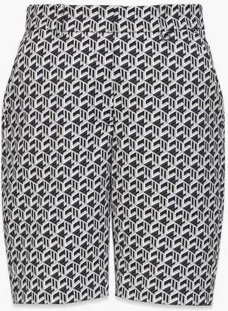 MCM Womens Cubic Monogram Jacquard Wool Shorts