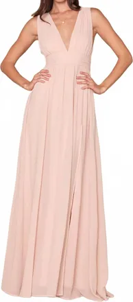 Lulus Womens Heavenly Hues Chiffon Pleated Maxi Dress In Blush Pink