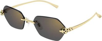 Cartier Panth&egrave;re Massai Zonnebril - Dames - Zonnebrillen - Geel - 55 MM - Nylon - Accessoires