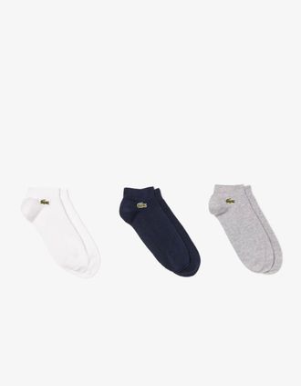 Lacoste Mens Lacoste Mens 3-Pack Trainers Socks - Grey Chine/Navy Blue/White 5KC - Size: 9/9.5/11/10/12/10.5/11.5