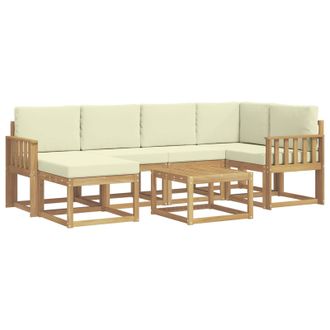 vidaXL Conjunto De Sof&aacute;s De Exterior Con Coj&iacute;n 7 Pcs Blanco Y Crema Vidaxl