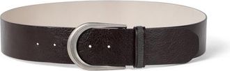 Brunello Cucinelli Glossy calfskin belt in Black at Nordstrom, Size X-Small
