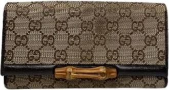Gucci Pre-owned Lederen Portemonnee - Dames - Vintage Accessoires - Beige - ONE Size - Leer - Vintage
