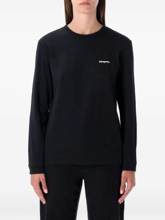 Patagonia logo-detail long-sleeved T-shirt - women - Polyester/Cotton - M - Black