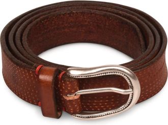 Eleventy Kokoseffect Lederen Riem - Heren - Riemen - Bruin - 105 CM - Leer - Accessoires