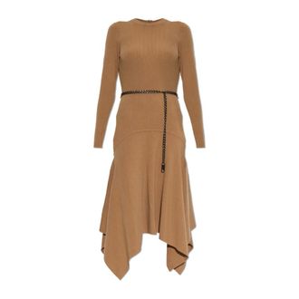 Michael Kors Vestido de punto con pa&ntilde;uelo el&aacute;stico de lana - Dresses - Mujer - Marr&oacute;n - XS