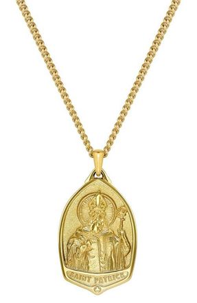 Vincero Mens St. Patrick Pendant Necklace in Gold at Nordstrom, Size 21