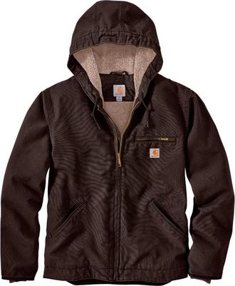 Carhartt Work in Progress Washed Duck Sherpa Lined Jacket Freizeitjacke f&uuml;r Herren | braun