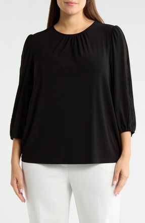 Kasper Lace Inset Sleeve Top in Black at Nordstrom Rack, Size 2 X