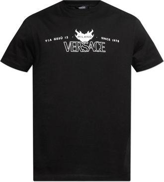 Versace Logo T-Shirt - Heren - T-shirts - Zwart - M - Katoen - Tops
