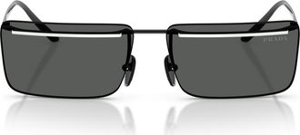 Prada 60mm Rectangular Sunglasses in Black/White /Dark Grey at Nordstrom